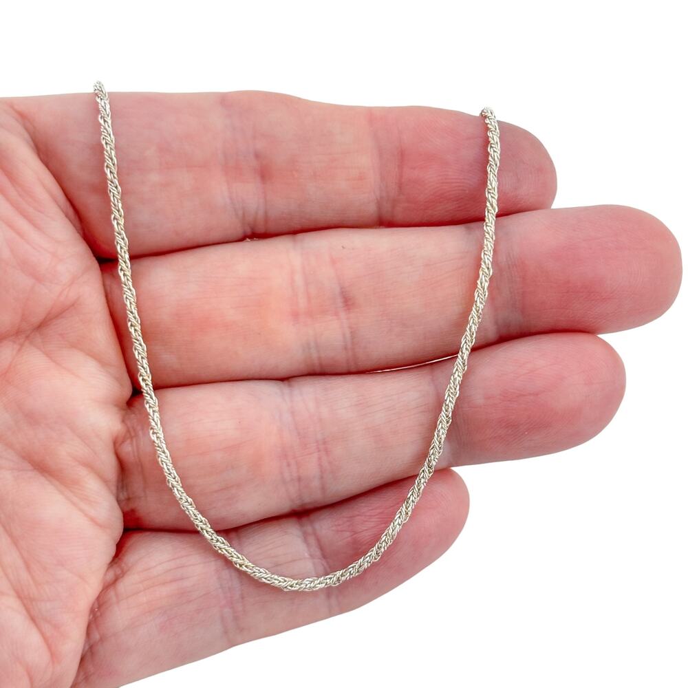 Vintage Italian Sterling Silver 925 Rope Link Chain Necklace 26.5"